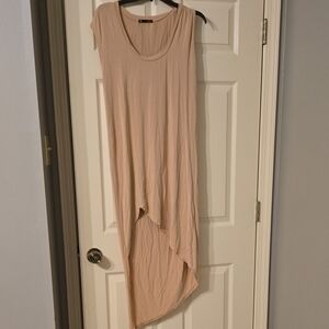 Chic Asymmetrical Sleeveless Dress in Soft Beige